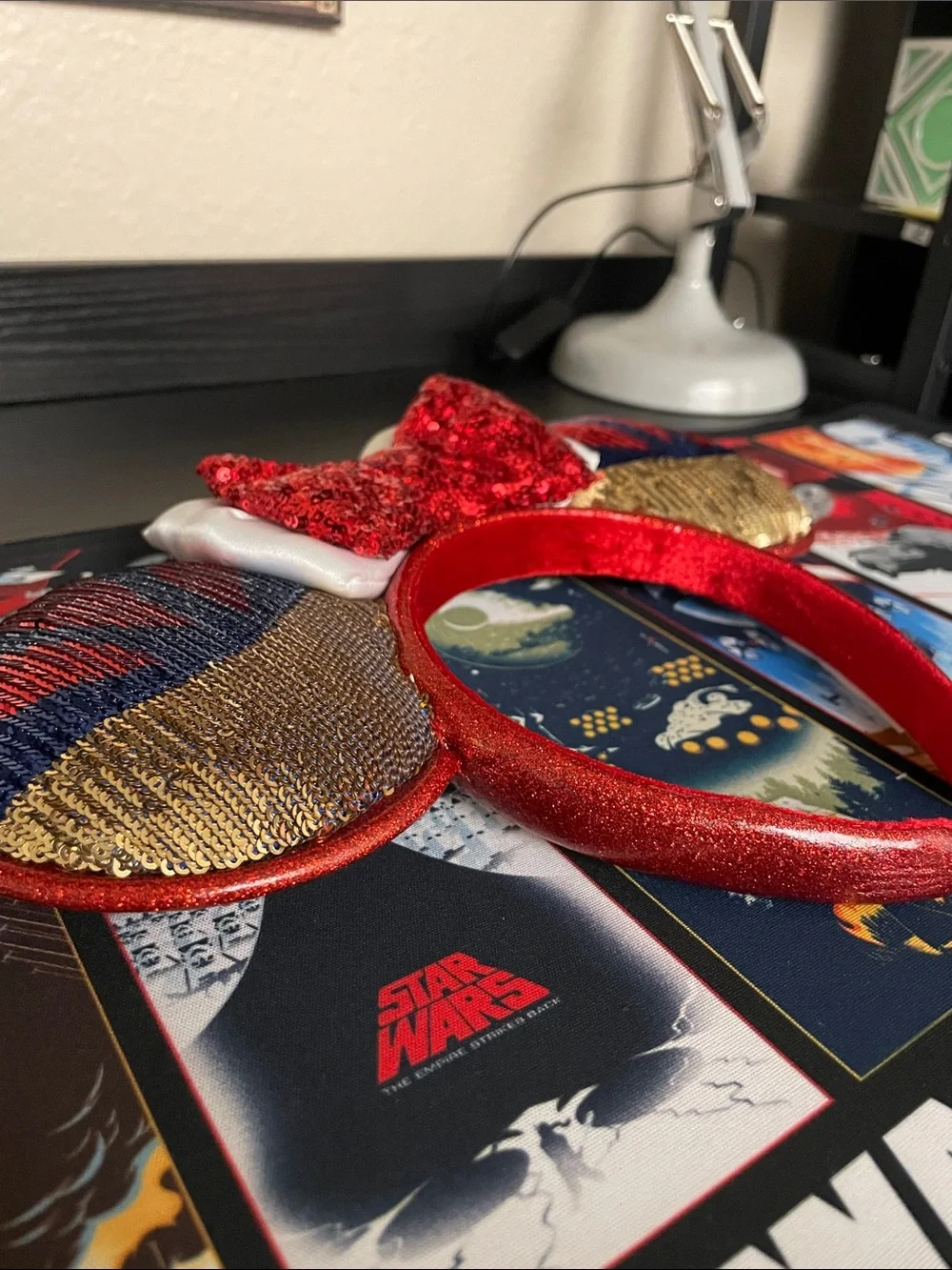 Snow White Minnie Ears Headband in Red, Gold & Blue - Picture 2 of 5